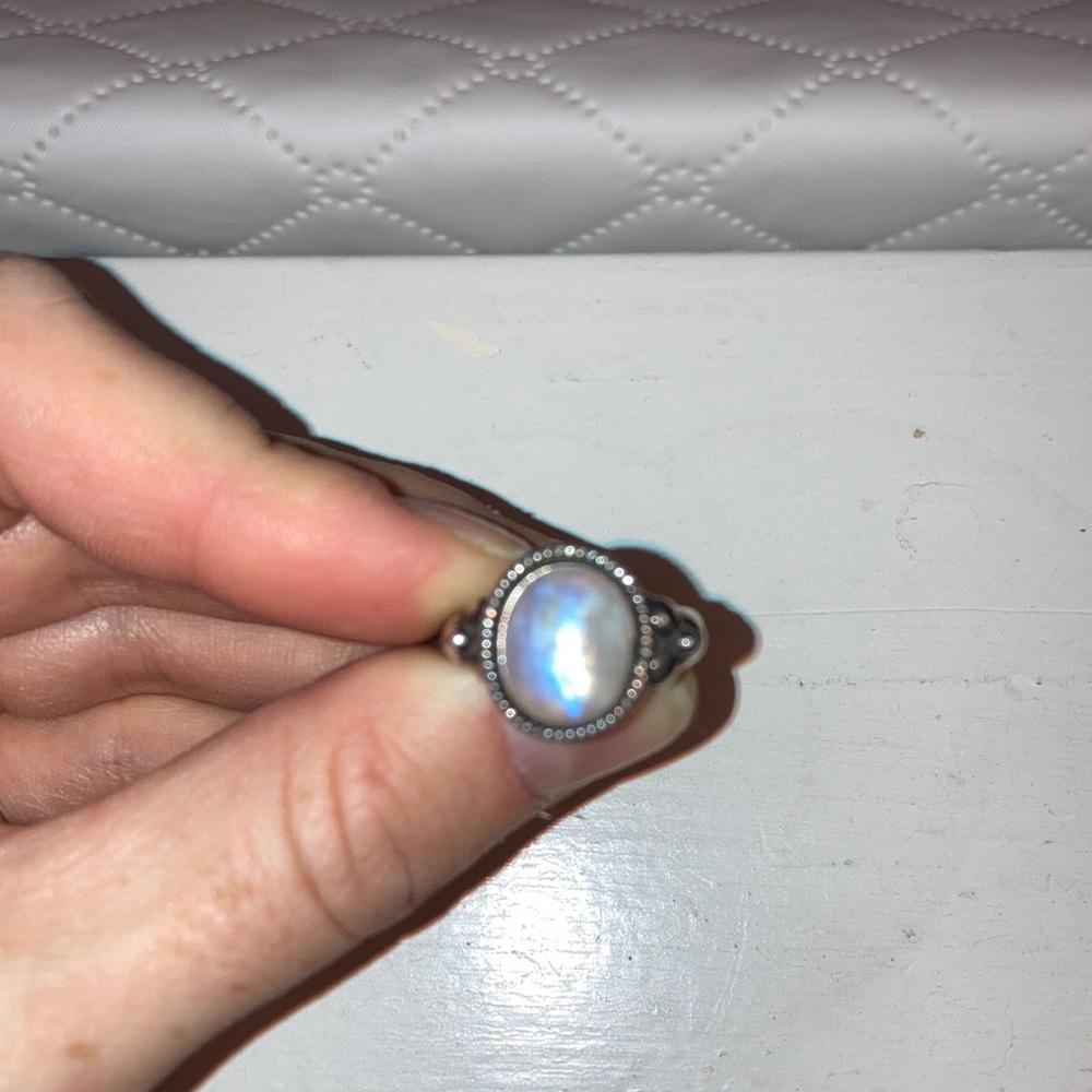 White Moonstone Sterling Silver Ring